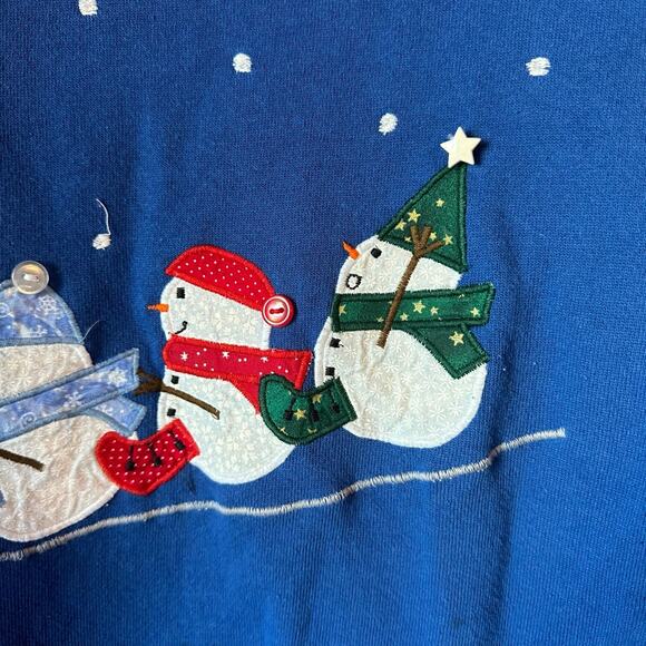 Vintage applique snowman applique sweatshirt - Picture 2 of 4